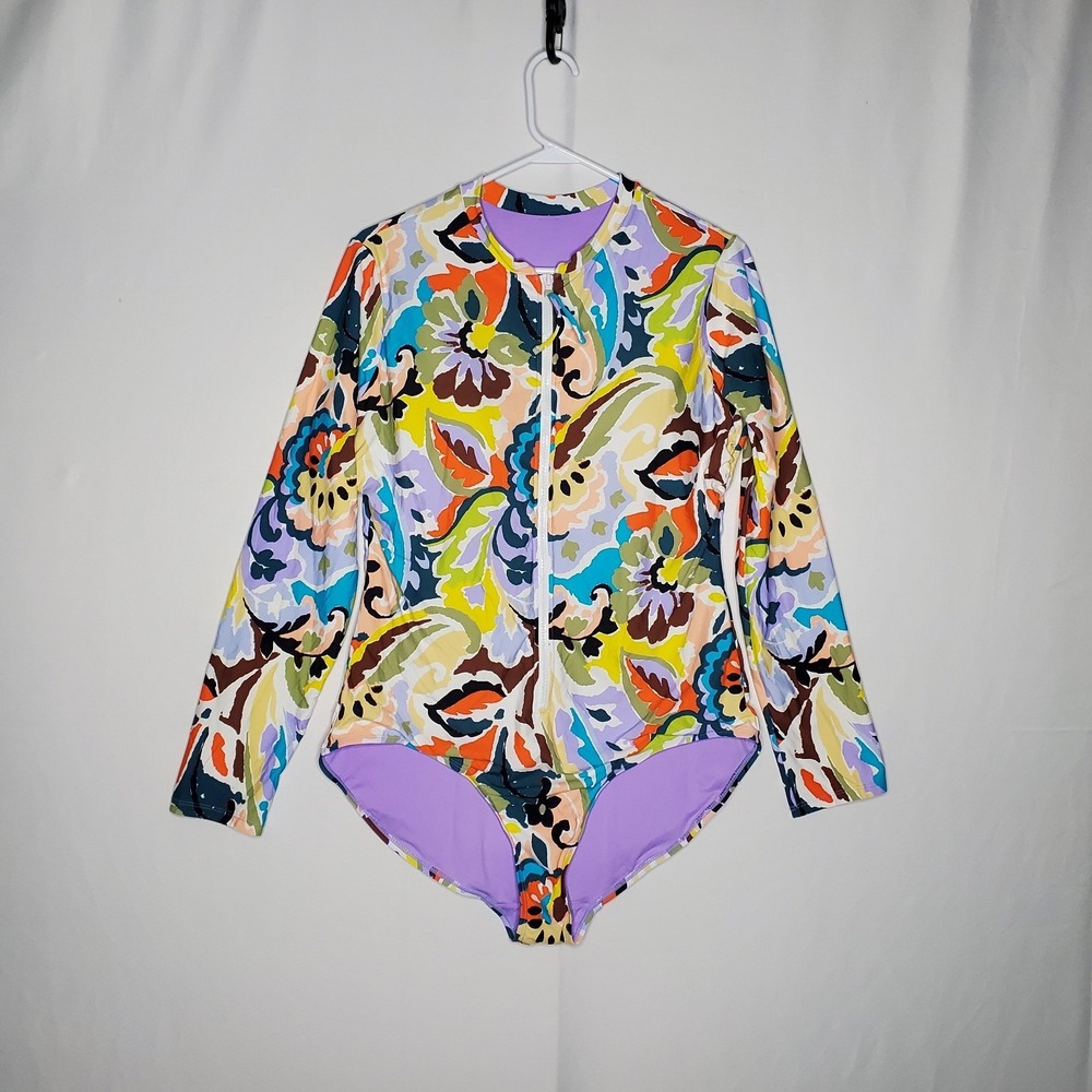 Anne Cole Rashguard Swimsuit Womens 22W Retro Vacation Resort Cruise Surf Beach